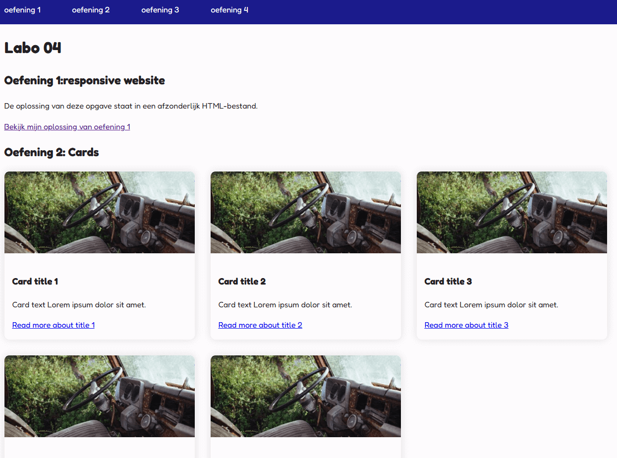 Afbeelding met de gemaakte website voor labo04